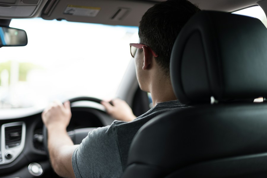 Driver practising road skills in a car